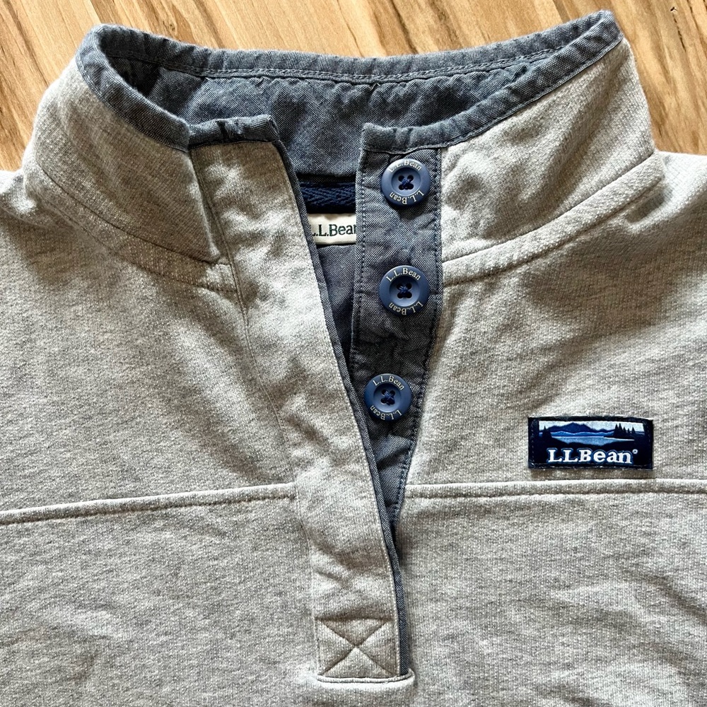 L.L. Bean Mock Neck Cotton Terry Pullover